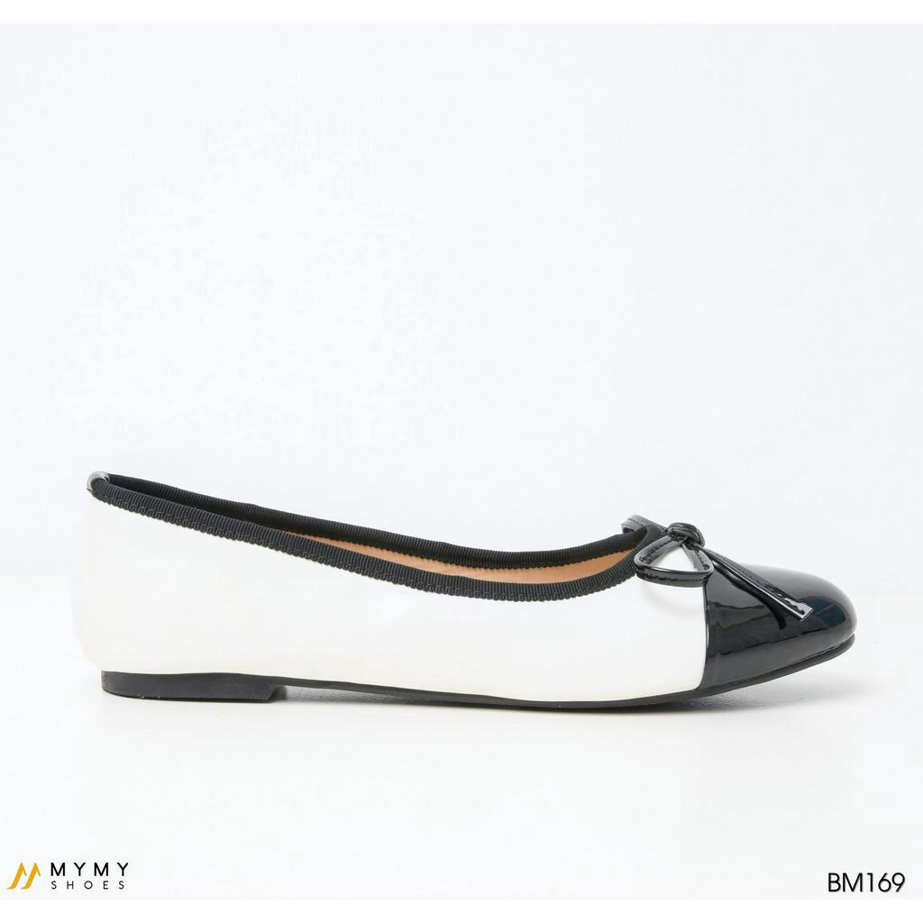 Giày bệt nữ giày búp bê nơ màu đen da mềm êm chân  MyMyShoes - giày bệt nữ BM169