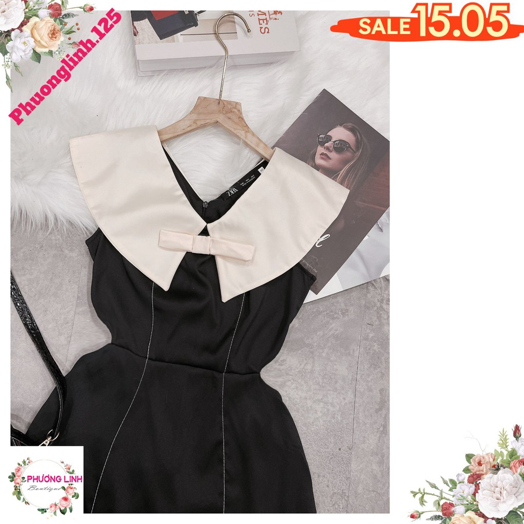 VÁY ĐEN PHỐI CỔ NƠ CHẠY CHỈ SÁT NÁCH | BigBuy360 - bigbuy360.vn