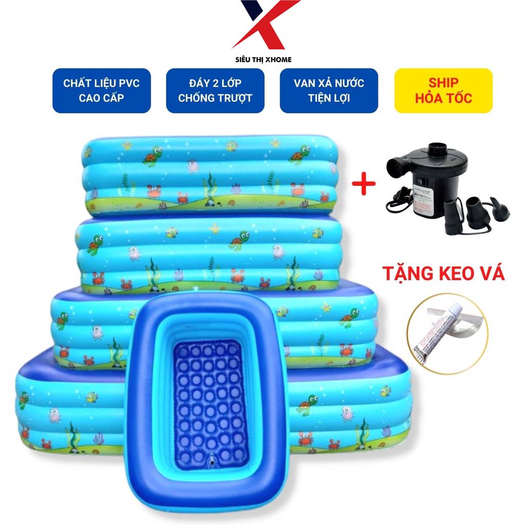 Bể Bơi Thành Cao Cho Bé 3 Tầng , Hồ Bơi Phao Tắm Cho Bé Dày Dặn, Bền Đẹp, đáy chống trượt