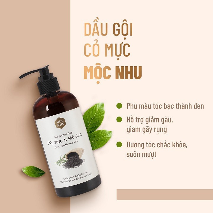 Dầu Gội Cỏ Mực &amp; Mè Đen Mộc Nhu 300ml Phủ Đen Mái Tóc Bạc Sau Vài Lần Gội