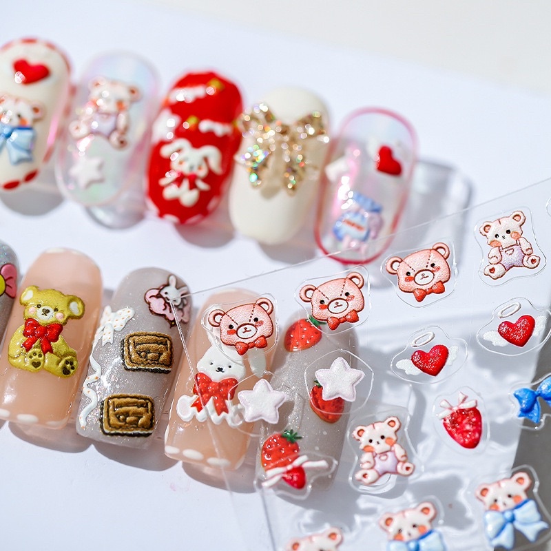 Sticker gấu thỏ hàng cao cấp ,dán và trang trí nail/móng tay