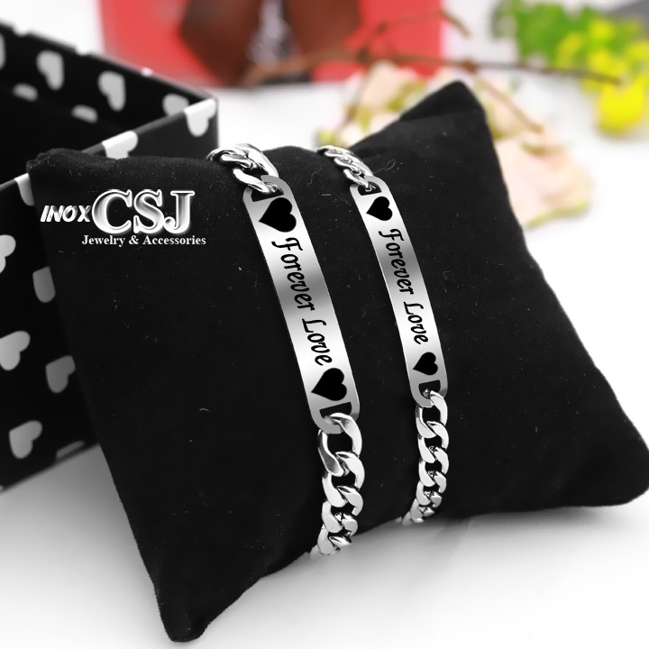 LẮC VÒNG TAY CẶP ĐÔI INOX FOREVER LOVE ĐẸP Ý NGHĨA CP005 (02 chiếc)