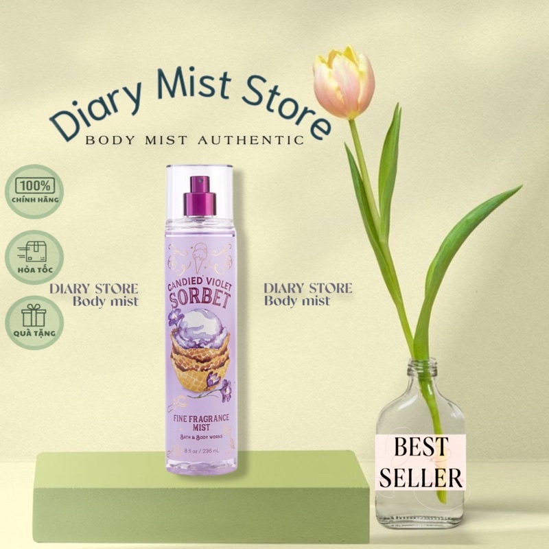 𝐃𝐢𝐚𝐫𝐲𝐦𝐢𝐬𝐭.𝐬𝐭𝐨𝐫𝐞 Xịt thơm toàn thân Bath and Body Works - CANDIED VIOLET SORBET