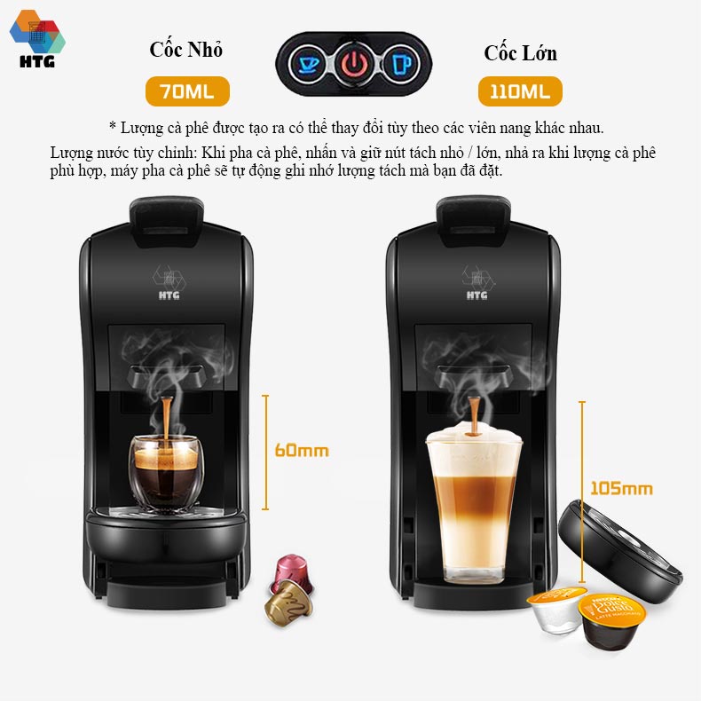 Máy pha cafe CF03 đa năng 3 trong 1, sử dụng viên nén Nescafe Nespresso, Dolce Gusto hoặc cà phê bột, 19bar-1450W