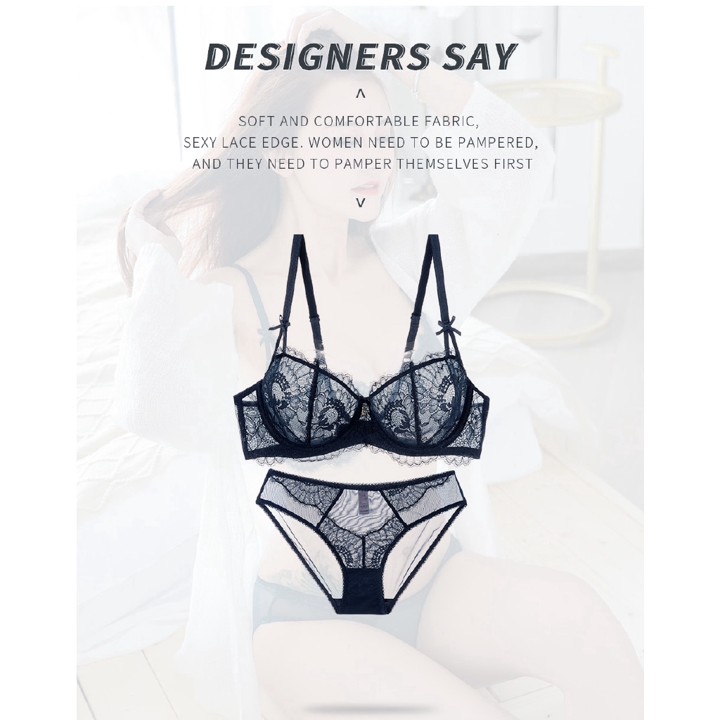 UN trasparente sexy del merletto del reggiseno set. UN sottile reggiseno con grandi seni lo fa apparire più piccolo V81 | BigBuy360 - bigbuy360.vn