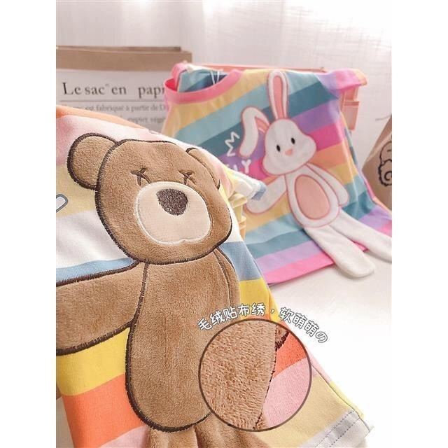 Áo Thun Kẻ Sọc Ngắn Tay Hình Gấu Hoạt Hình Đáng Yêu Thời Trang Mùa Hè Dành Cho Bé Gái 2023