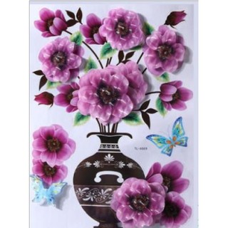 Decal dán tường 3D mẫu: Tranh dán tường hoa hồng tím 1
