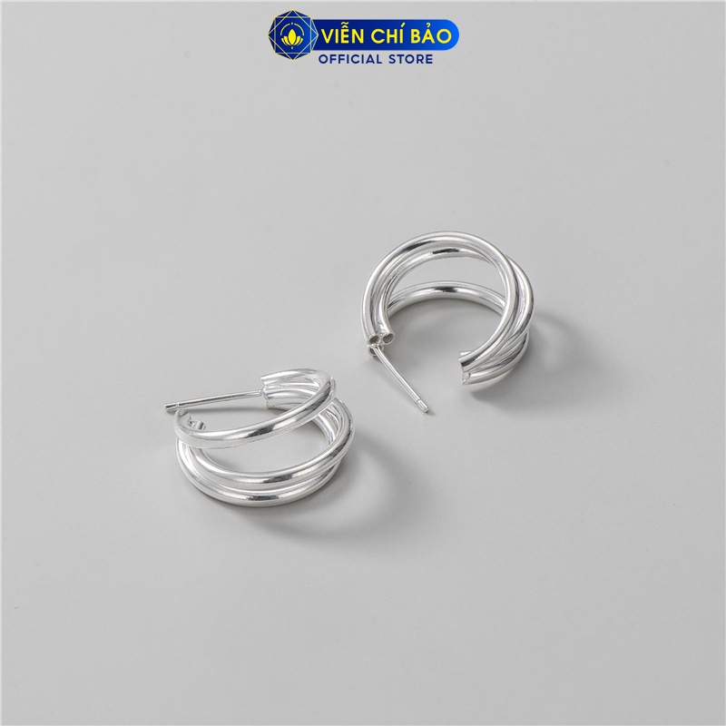 Bông tai bạc nữ 3 vòng chữ C chất liệu bạc Thái 925 thời trang phụ kiện trang sức nữ Viễn Chí B000287