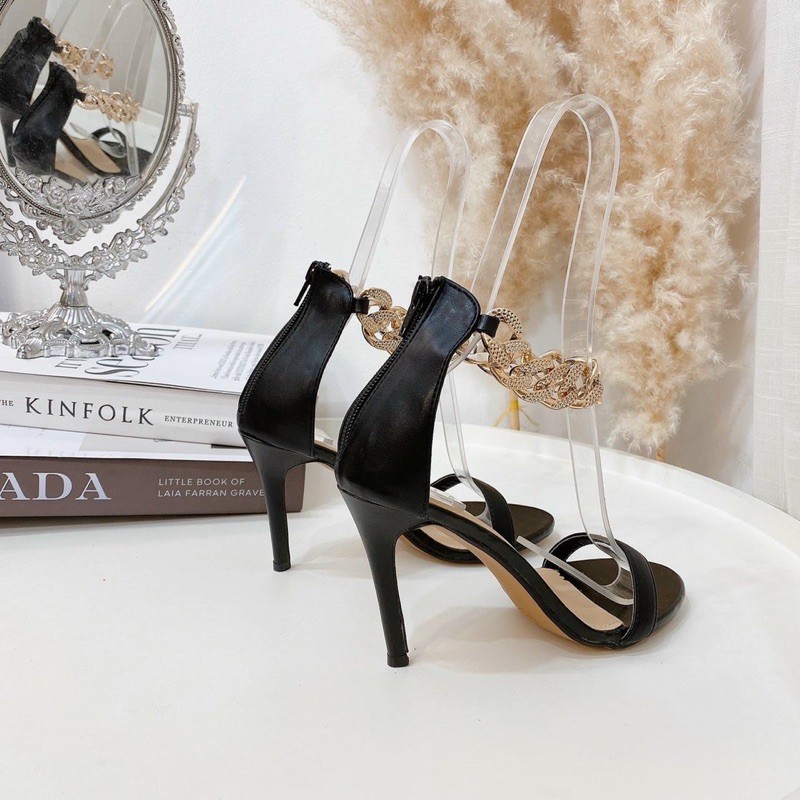 GIÀY SANDAL LẮC XÍCH CỔ CHÂN GÓT NHỌN 9 PHÂN
