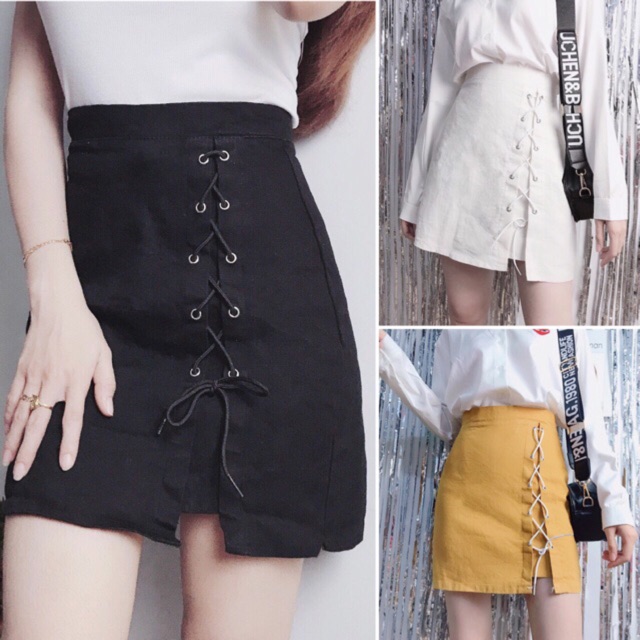 Chân váy kaki thắt dây xẻ vạt HÌNH THẬT 100% | BigBuy360 - bigbuy360.vn