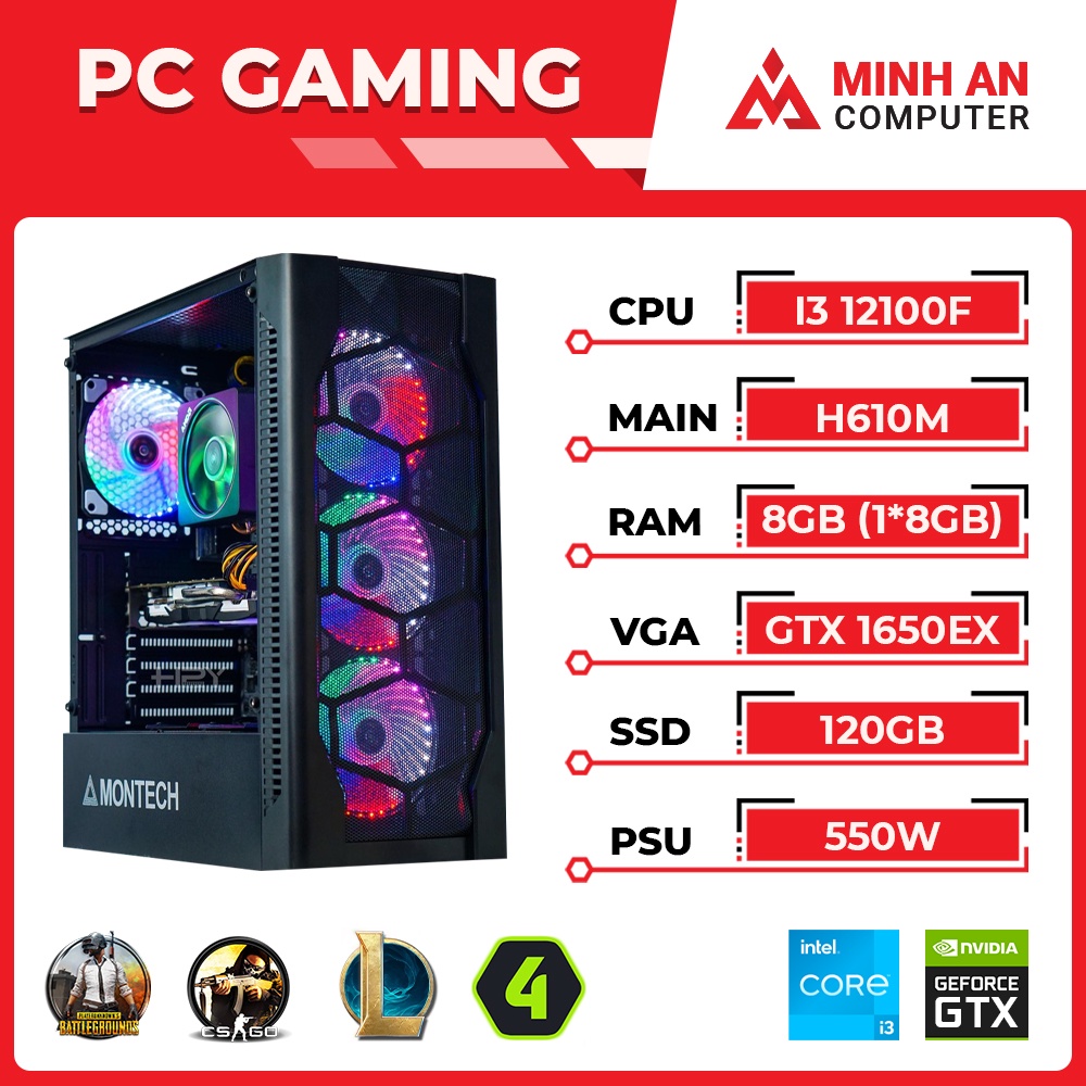 Bộ PC Gaming Intel Core i312100F | GTX 1650 | RAM 8GB