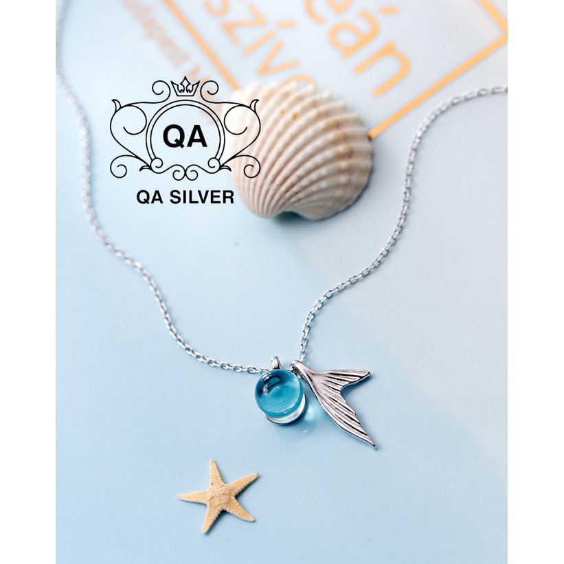 Dây chuyền bạc 925 đuôi cá đá xanh Vòng cổ tiên cá bọt biển S925 MERMAID Silver Necklace QA SILVER NE180802