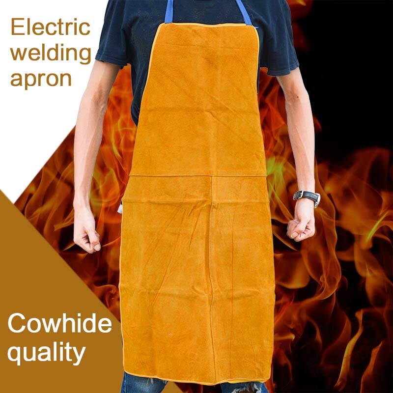 Tạp dề da bò Hàn Bảo vệ cách nhiệt Thợ hàn Thợ rèn 93x64cm Tạp dề chịu nhiệt độ cao Tạp dề chống bỏng