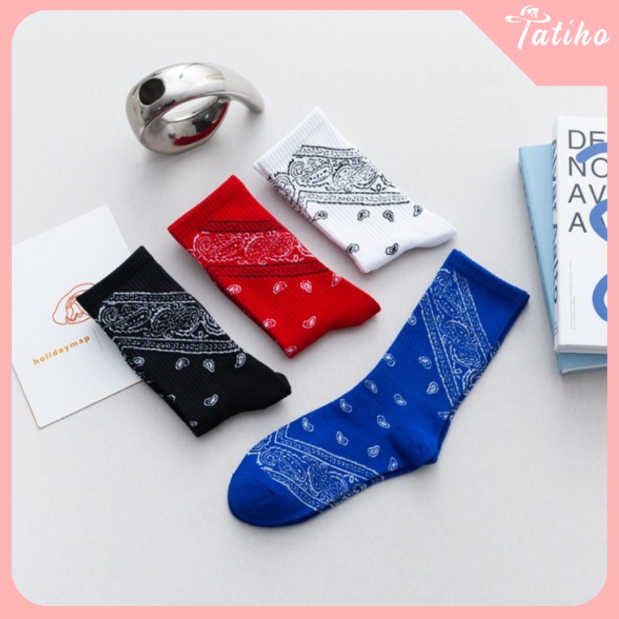 [Hàng Xịn, Giá Tốt] Vớ Tất Nam Nữ Unisex Cổ Cao Cotton Họa Tiết Bandana Phong Cách Cá Tính - Mã TV011