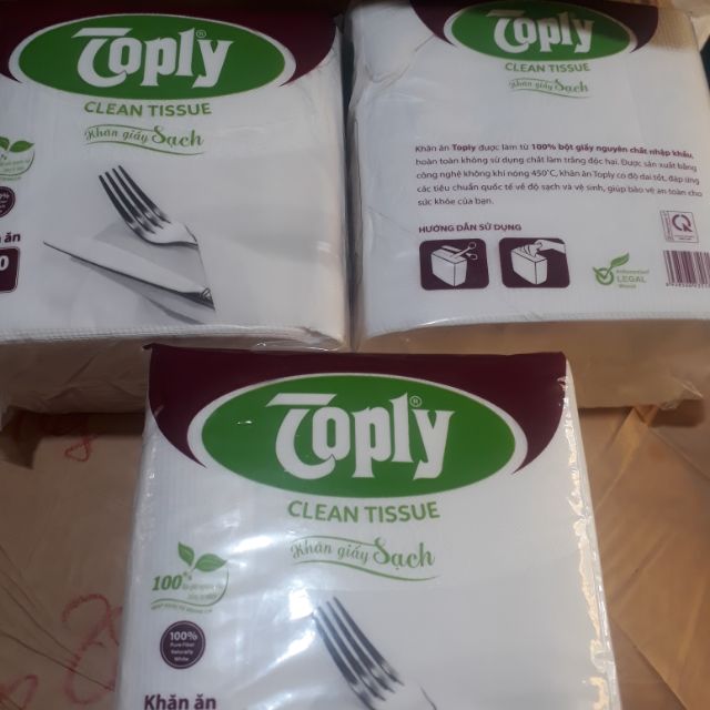 Khăn giấy vuông toply - Bịch 100 tờ