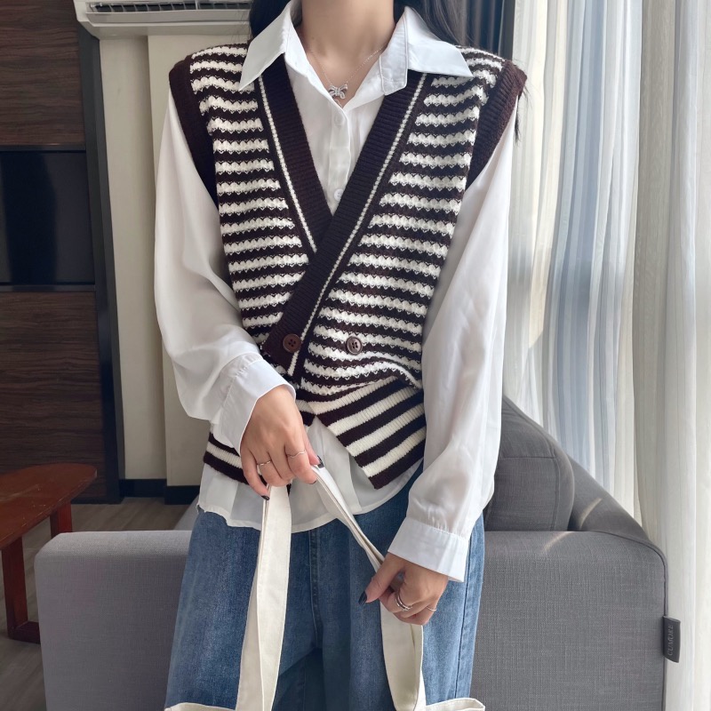 Áo Khoác Không Tay Dáng Rộng Phong Cách Retro Hàn Quốc Thời Trang