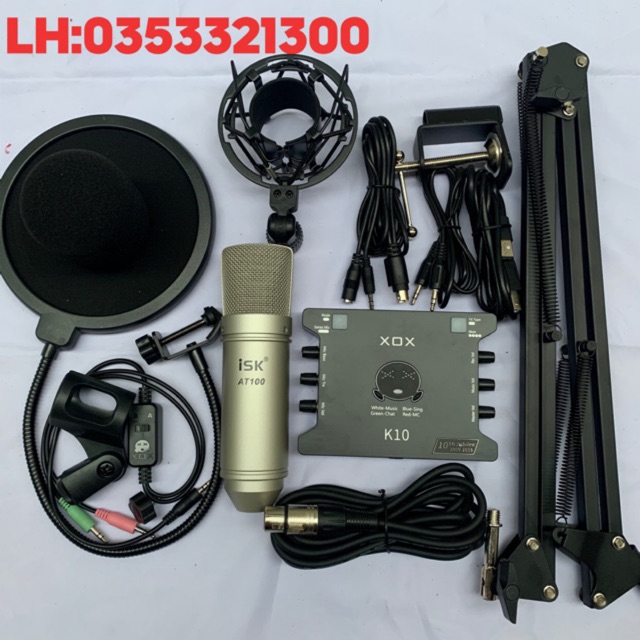 BỘ MIC HÁT THU ÂM ISK AT100 Sound card xox k10 phiên bản đặc biệt 2020 kèm phụ kiện bả