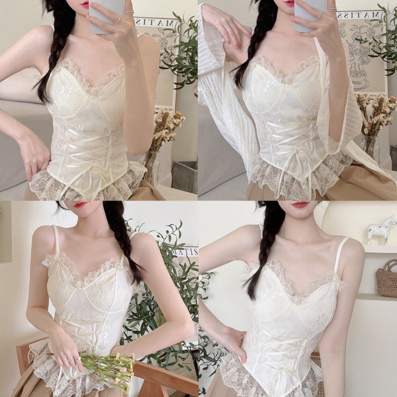 Áo Lót Hai Dây Phối Ren Hở Lưng Phong Cách Cổ Điển Quyến Rũ Dành Cho Nữ