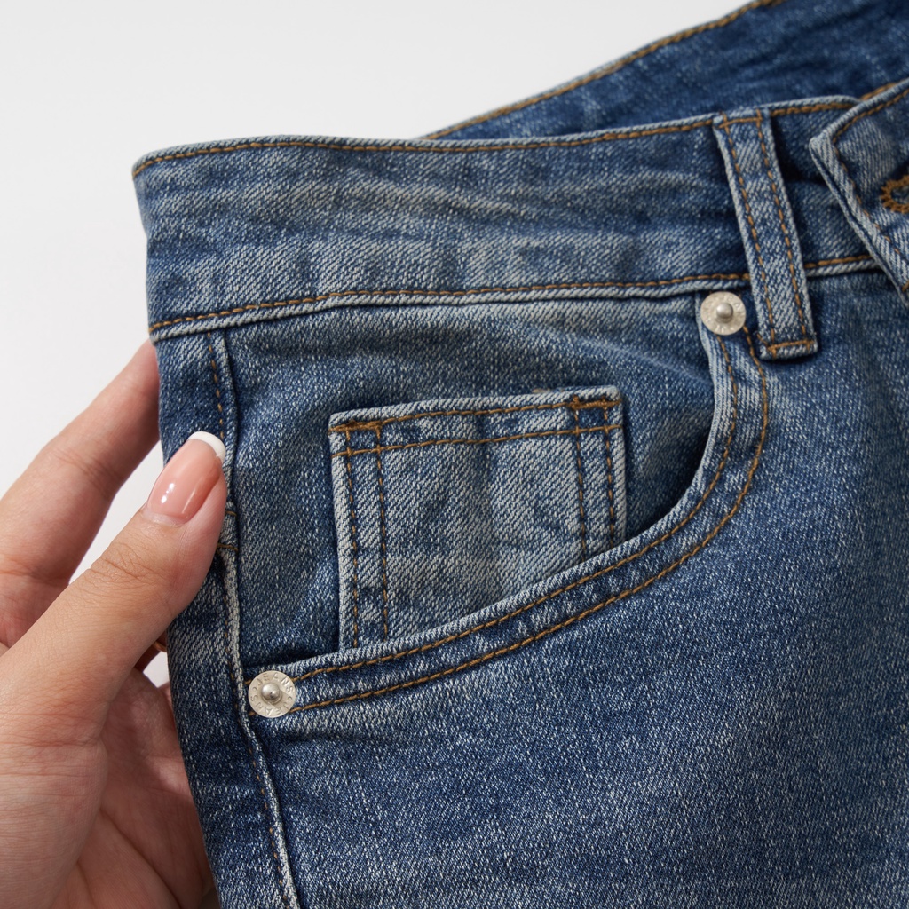 Quần Jean Nam Xanh ATINO Chất Liệu Jean Pha Spandex Form Slim-Fit QJ1.1032