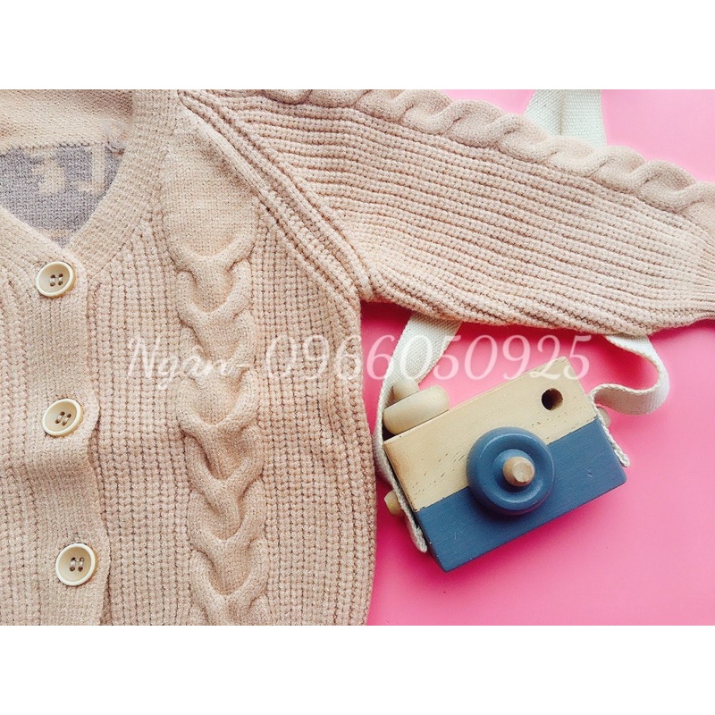 Áo Len Cardigan Đính Kèm Thêm Chú Gấu Cho Bé Trai,Bé Gái từ 10-20kg
