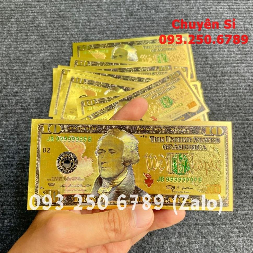Tờ Tiền Kỉ Niệm 10 Đô Plastic  Mạ Vàng Lì Xì Tết May Mắn