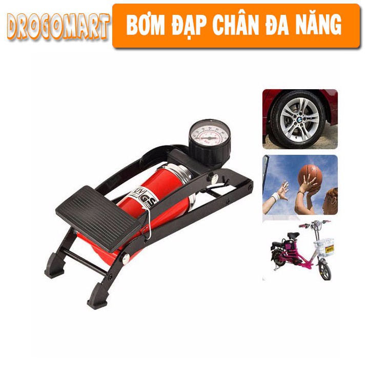 Bơm Đạp Chân Đa Năng 1 Piston, Bơm Hơi Mini Cho Ô Tô