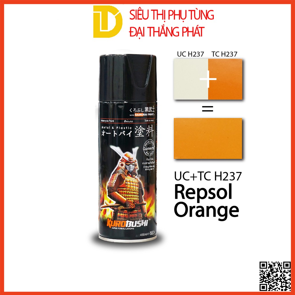 Sơn Samurai sơn xịt xe máy đủ loại màu HONDA - MÀU CAM REPSOL UCH237* + TCH237**