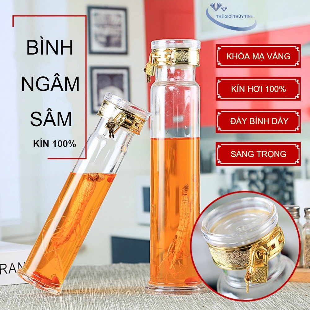 Bình Ngâm Rượu Nhân Sâm 2.5 Lít Có Khóa - Cao Cấp