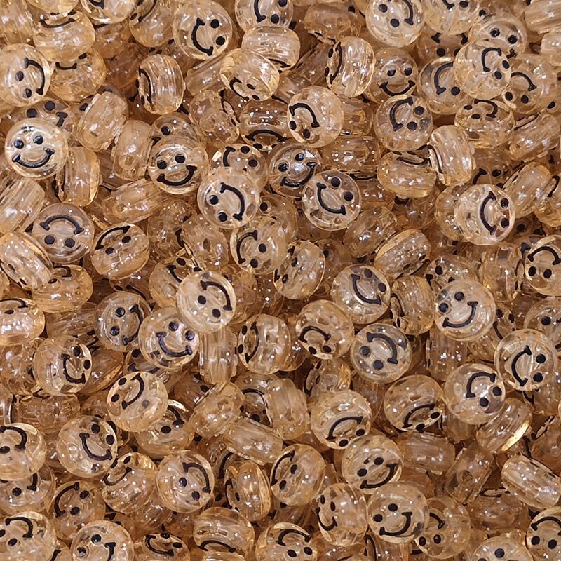 Bộ 50 Hạt Nhựa Hình Mặt Cười 10mm Làm Trang Sức Thủ Công
