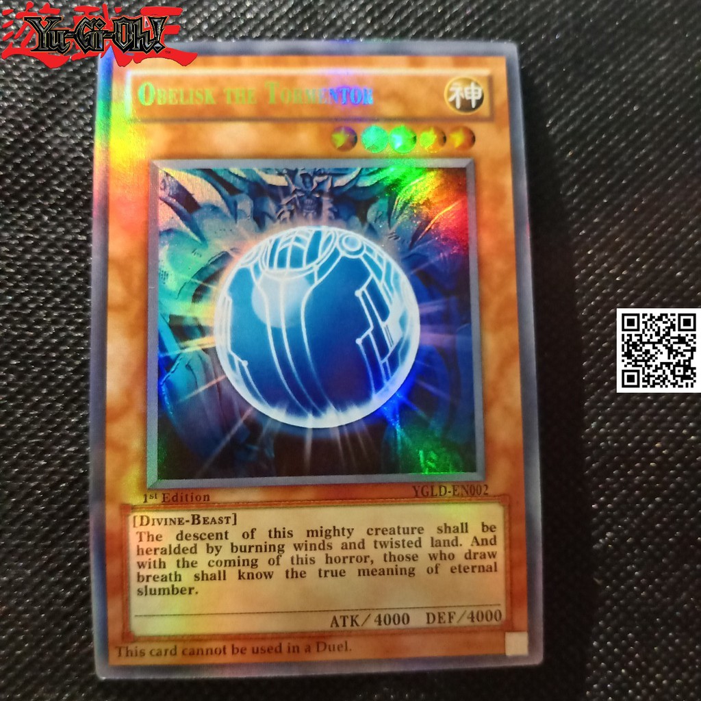 Yugioh Obelisk The Tormentor 1 trong bộ 4 vị thần card và tem bạc phản quang TẶNG Sleeves bọc bài 1458 D2 26