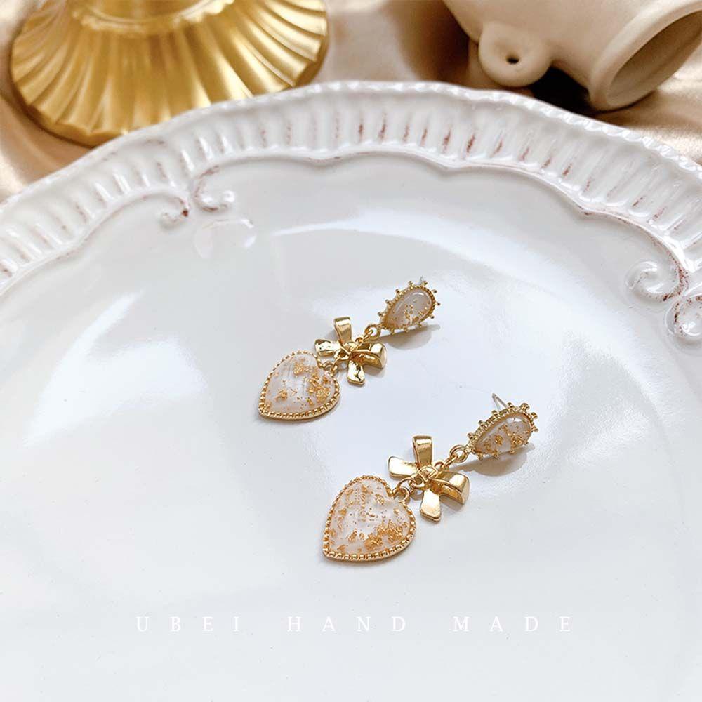 Danilo Bông Tai Hình Nơ Bằng Resin Và Kim Loại Phong Cách Cổ Điển