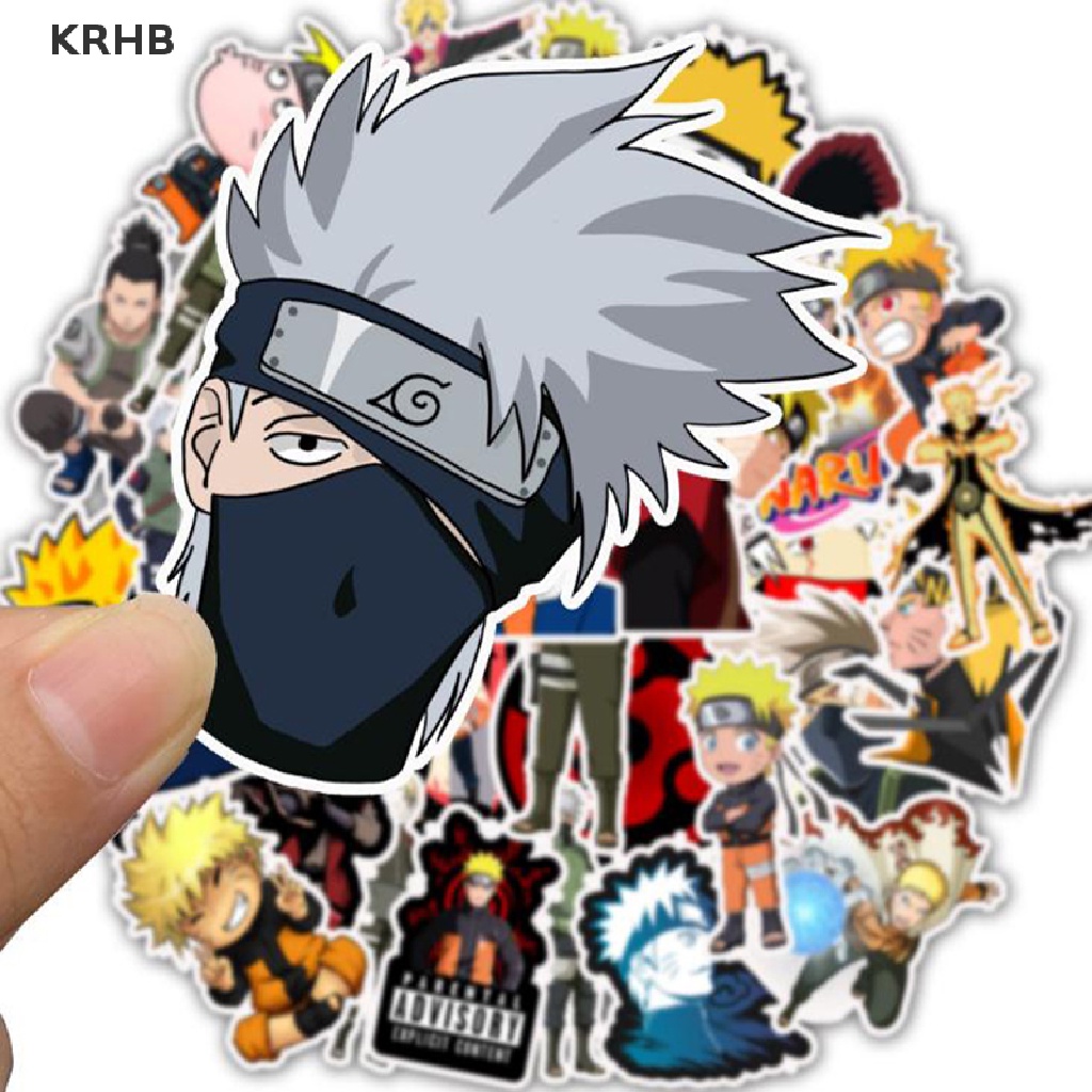 Set 50 Miếng Dán Hoạt Hình NARUTO Chống Nước Trang Trí Ván Trượt / Guitar / Guitar Mới