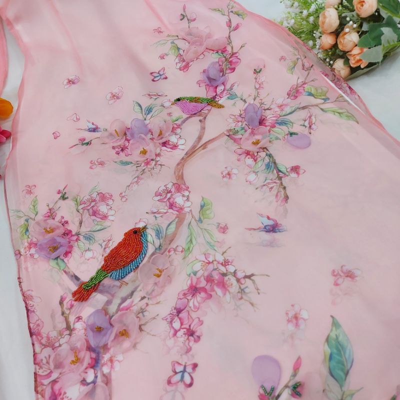 🥰 Áo dài  tơ ogana cao cấp đẹp sang chảnh hịn xịn hàng thiết kế chuẩn từng đường kim mũi chỉ áo dài cao cấp giá rẻ