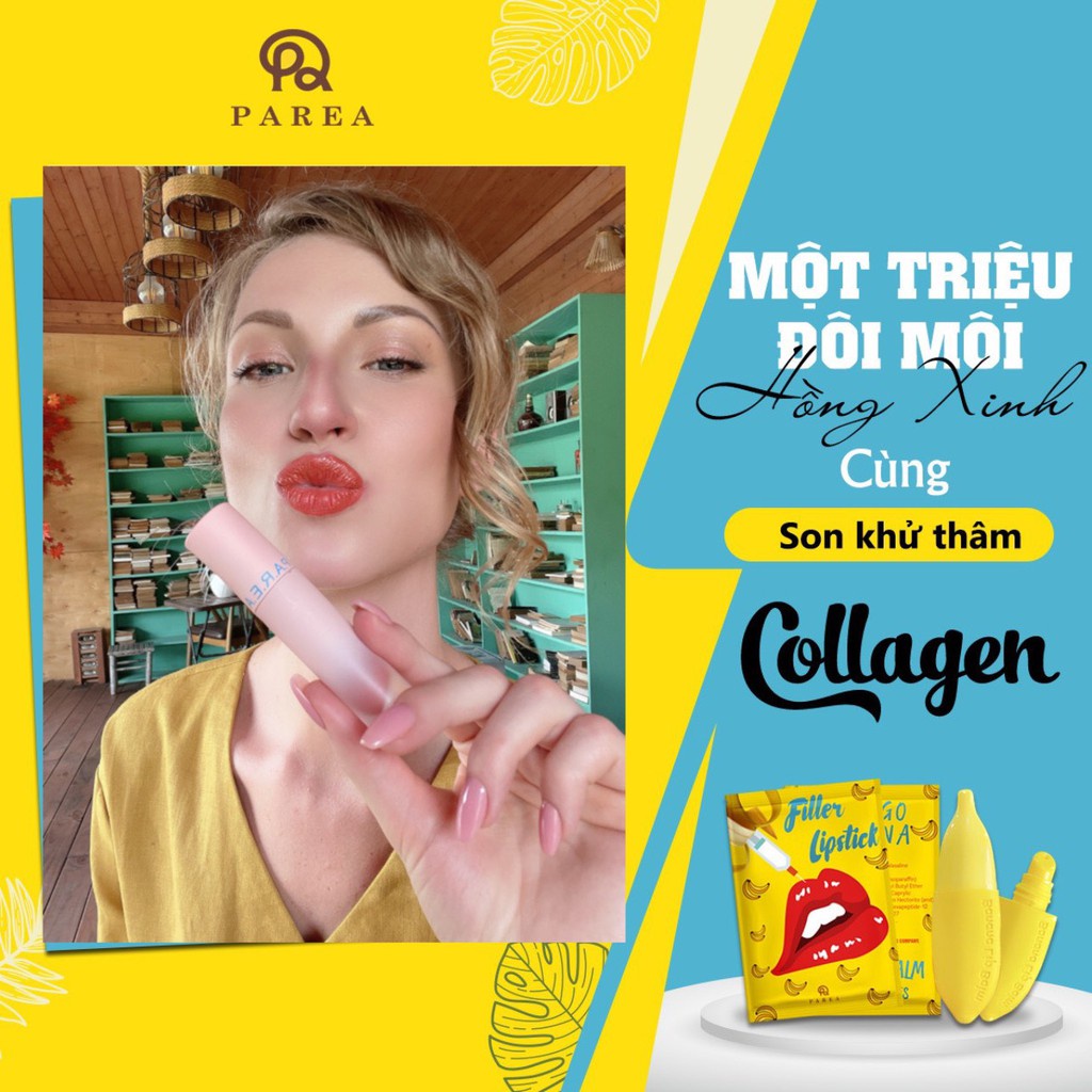 Son Chuối Filler Lipstick Collagen Parea Chính Hãng Giúp Dưỡng Ẩm Khử Thâm Môi Căng Bóng Hồng Hào | BigBuy360 - bigbuy360.vn