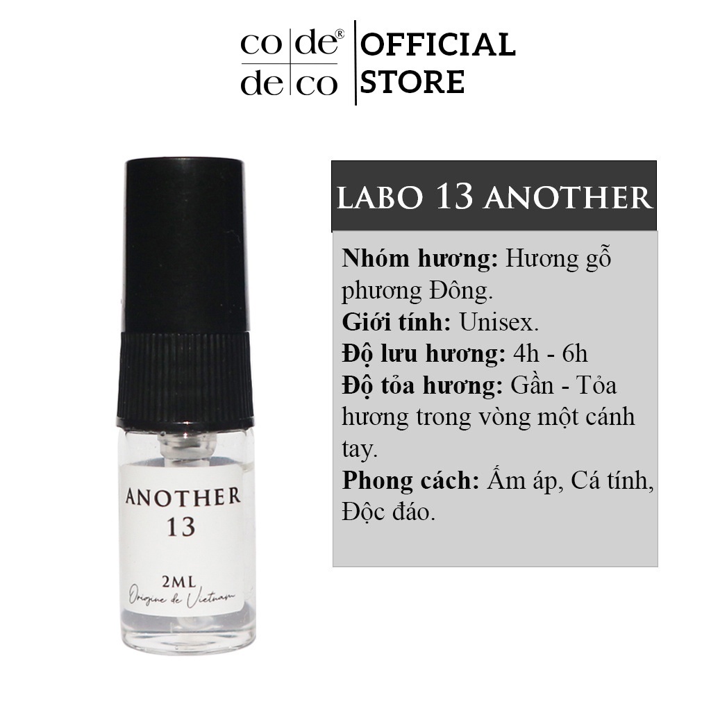 Tinh Dầu Nước Hoa Code Deco Another 13 Ấm Áp, Cá Tính, Độc Đáo Vial 2ml Dùng Thử