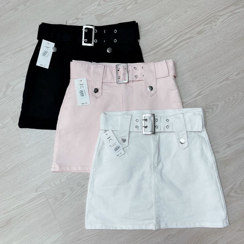 Chân váy kaki ngắn form chữ A kèm đai điều chỉnh size siêu tôn dáng thời trang 2022 alohashop91