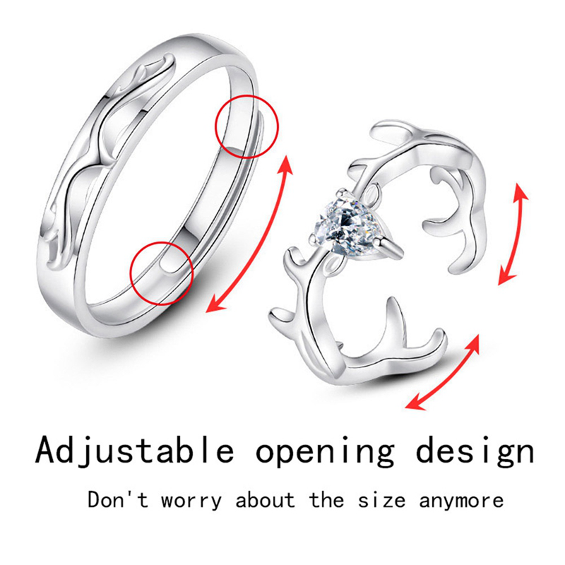 flowersqueen Nhẫn Hợp Kim Hình Sừng Hươu Đính Đá Sang Trọng