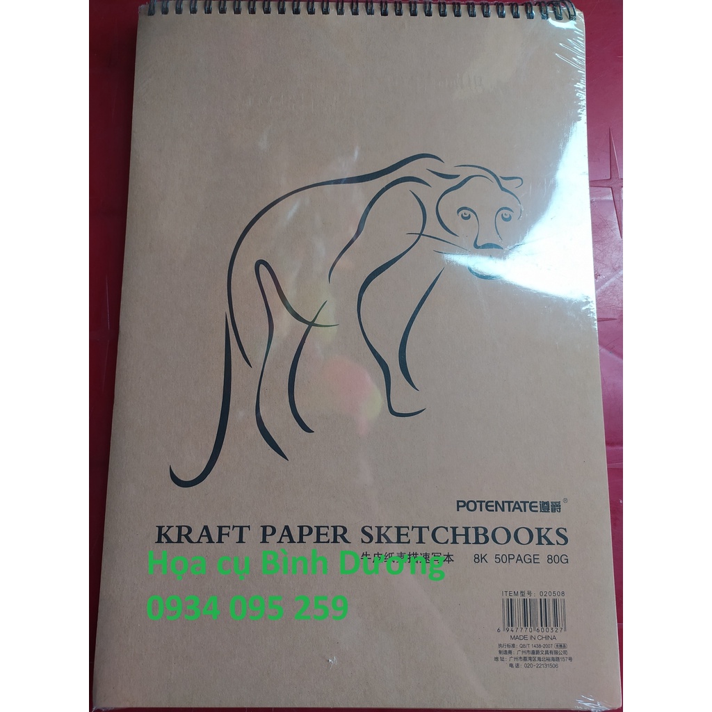 Sổ Giấy xi măng lò xo Potentate KRAFT PAPER SKETCHBOOKS A5/A4/A3 Hình con cọp