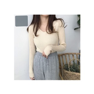 Áo len đũa cổ tim