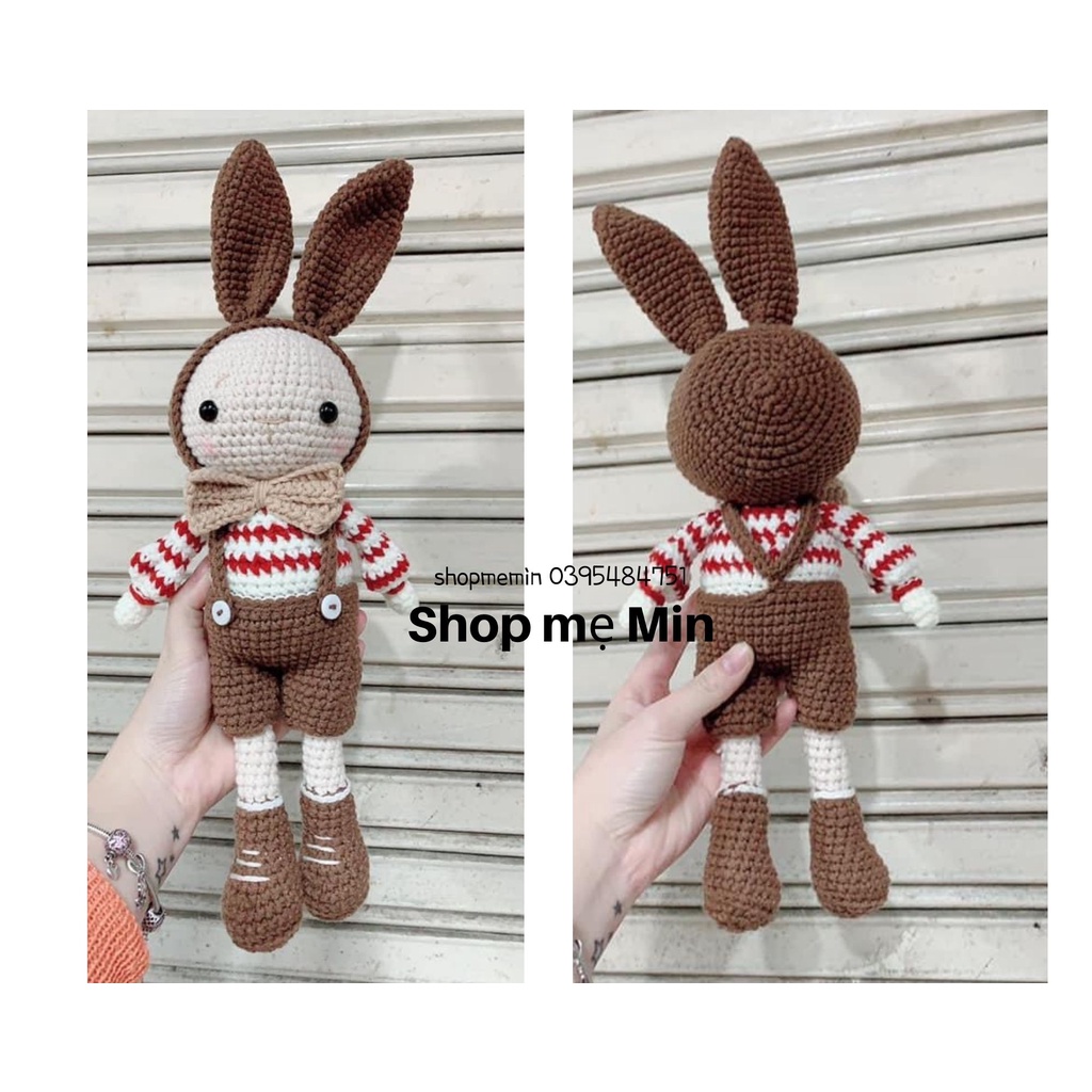 Gấu bông cho bé bằng len, thỏ/ cừu / cún len an toàn cho bé - THỎ LEN - SHOP MẸ MIN
