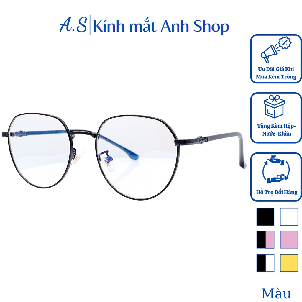 Kính kim loại thời trang nam nữ gọng kính tròn 61035A - 5285A