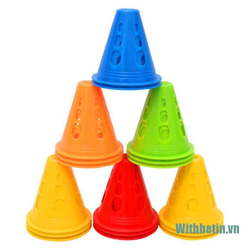 【Withbetin】10Pcs/Lot Sport Football Soccer Rugby Training Cone Cylinder Outdoor Football