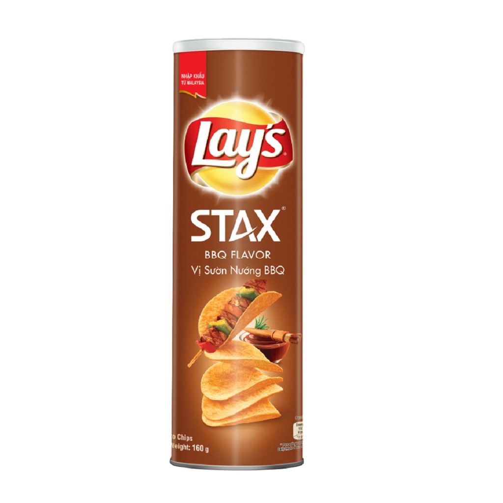 Combo 2 Bánh snack khoai tây miếng Lay's Stax Mix vị 160g: Kem chua hành và Sườn nướng BBQ