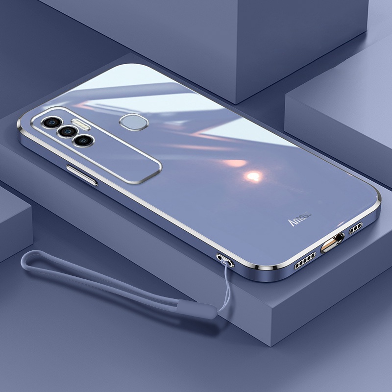 Ốp Điện Thoại Mềm Viền Thẳng Kèm Dây Đeo Cho Tecno Spark 7 7T Spark 7 8 Pro KF6 KF6j