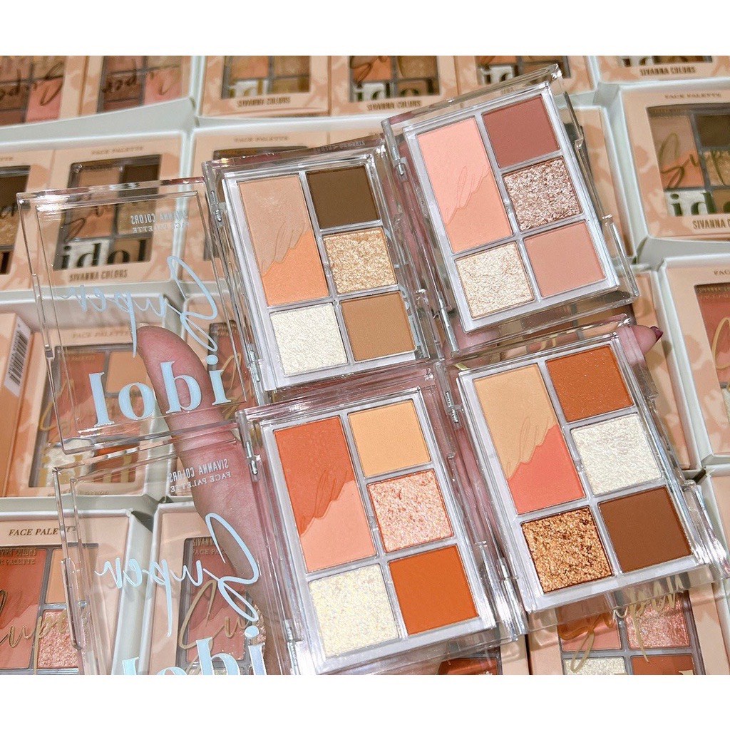 Bảng Phấn Mắt Má Tạo Khối SIVANNA Super Idol Face Palette Kèm Má Hồng Bắt Sáng 5 ô HF168
