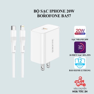 Sạc iphone nhanh Borofone 20W PD, dây type-C to lightning tương thích IP 13,12,11,X,8,7,6