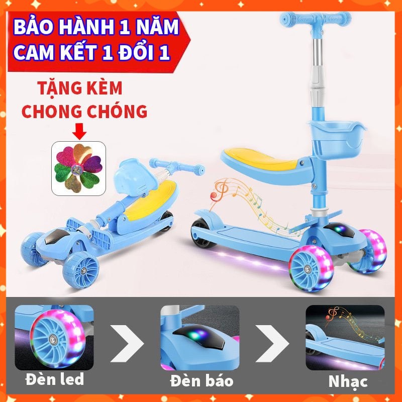 [HÀNG CAO CẤP] Xe trượt Scooter HAPPYBABY, xe đồ chơi Bánh To Phát Sáng, ghế ngồi, Gấp gọn có nhạc, cho trẻ từ 2-15 tuổi