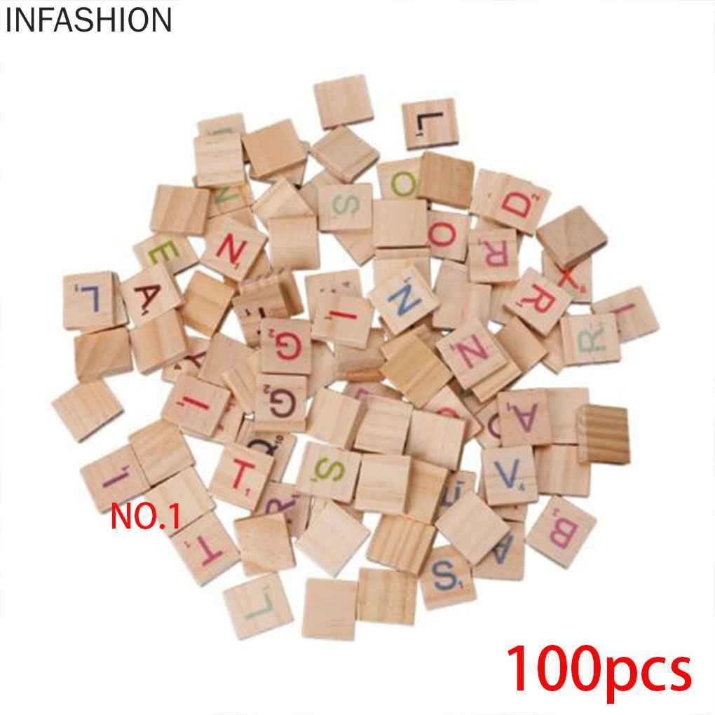 Set 100 Miếng Gỗ Vuông In Chữ Cái Cho Bé