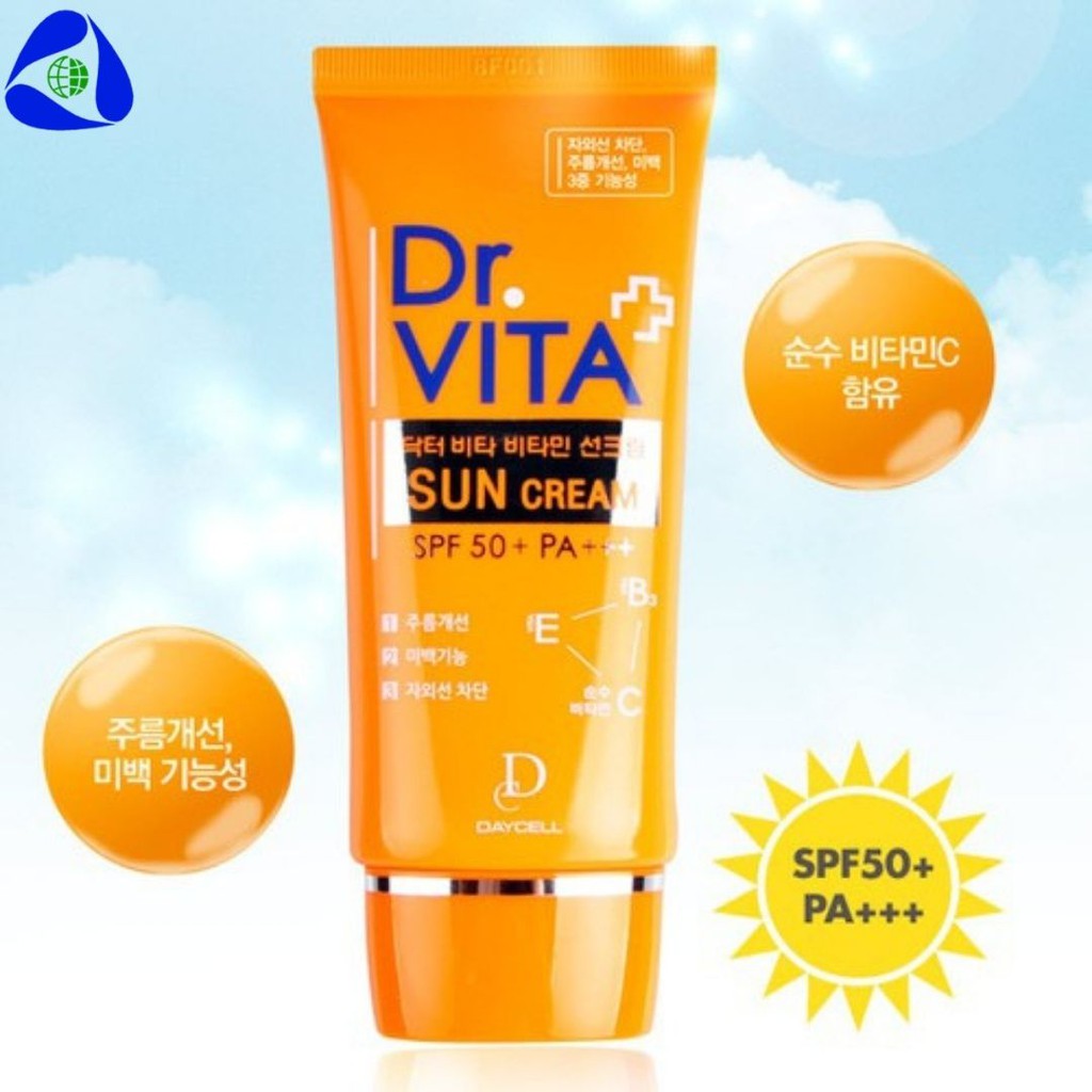 Kem chống nắng Vitamin Dr.Vita Hàn Quốc SPF 50+, PA+++ chống tia UV, bảo vệ và chống lão hóa da