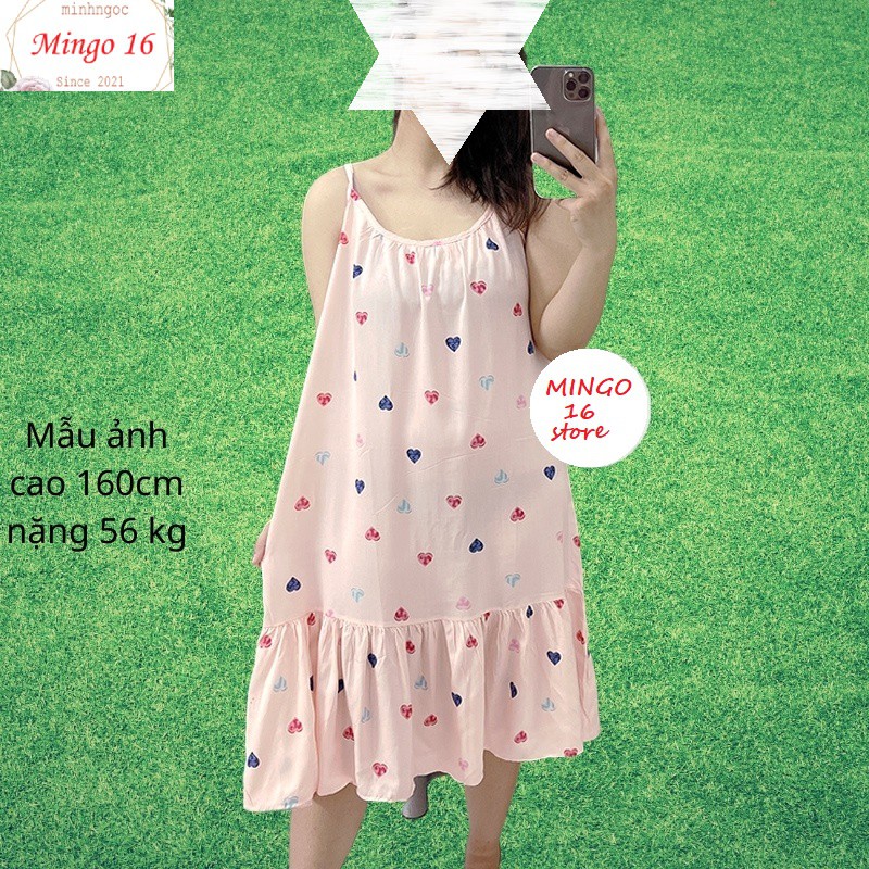 Váy Ngủ 2 Dây Họa Tiết Nhiều Mẫu Chất Vải Lanh Mát Dáng , Freesize | BigBuy360 - bigbuy360.vn